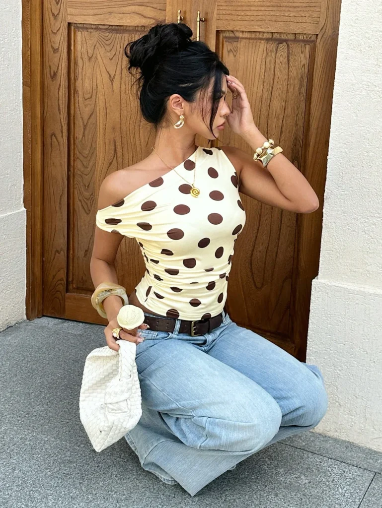 Polka Dot Off-Shoulder Top