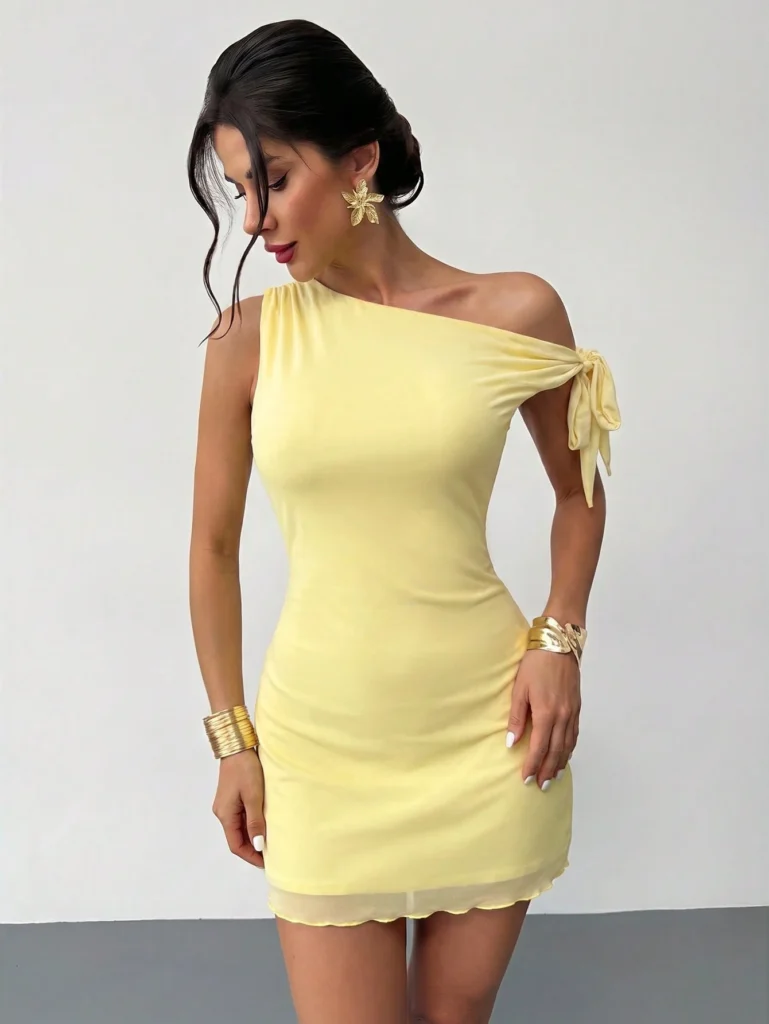 Elegant off-Shoulder Mesh Mini Dress