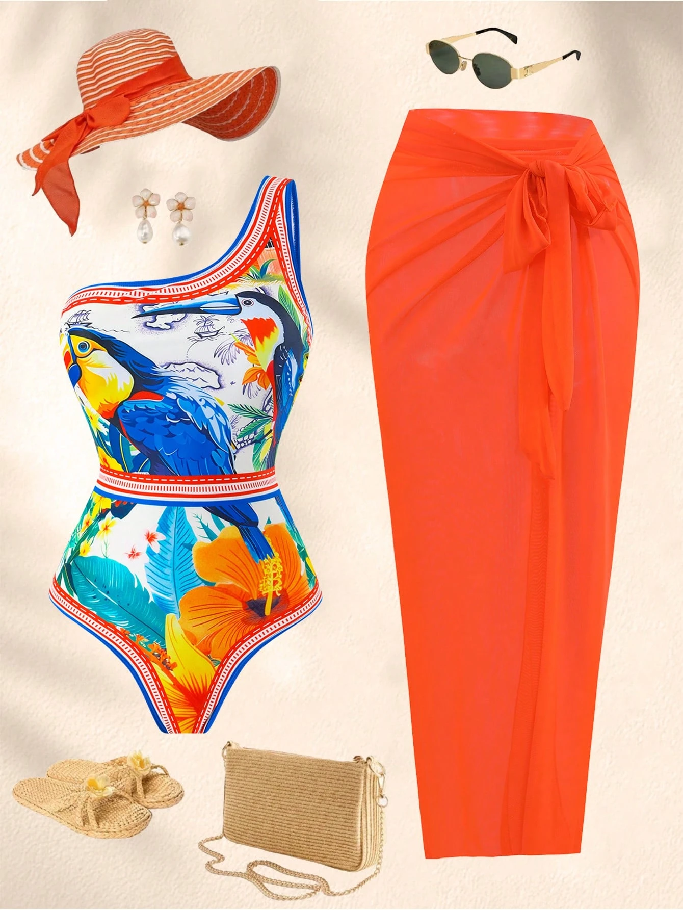 Oasis 2Pieces Printed With Cover-Up Swimsuit