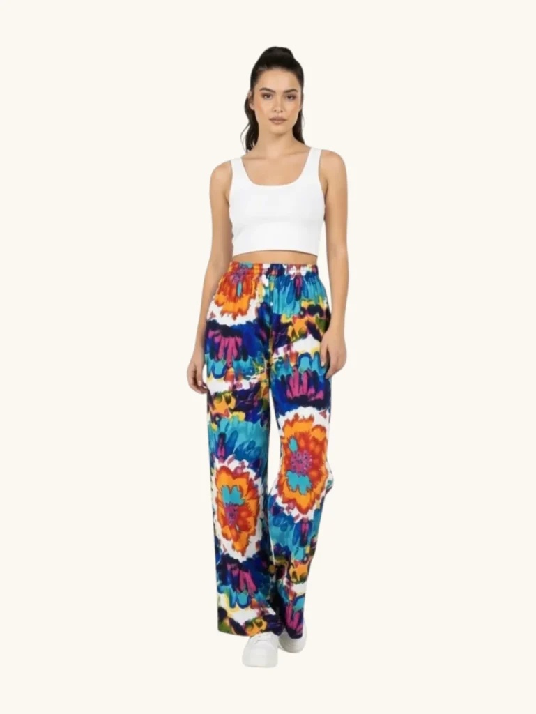 Colourful Elastic Wide Pants
